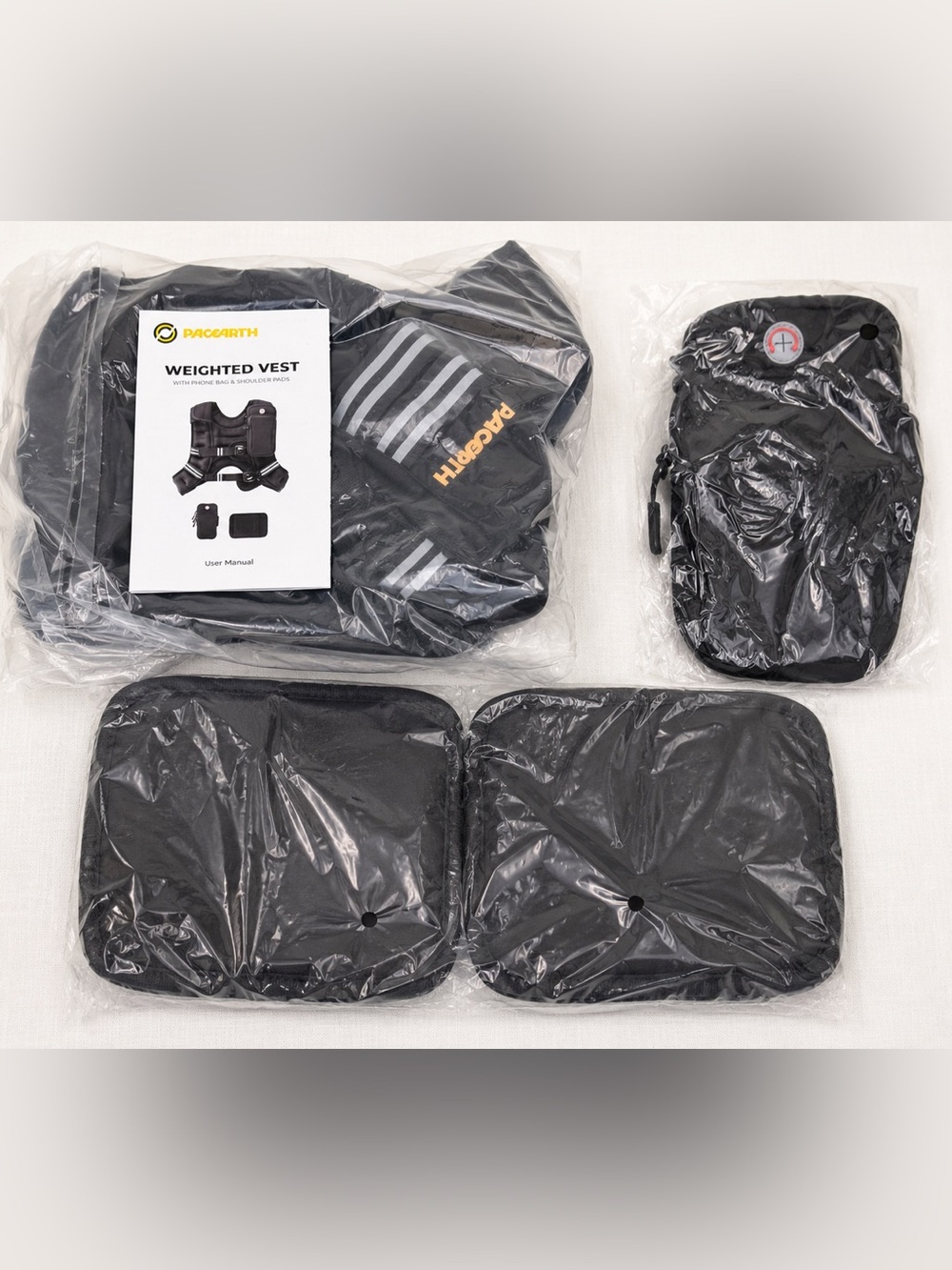 Pacearth 10LB Weighted Vest New Sealed w Phone Pouch & Shoulder Pads